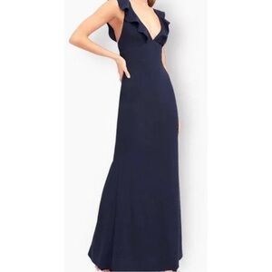 NWT Lulus Perfect Opportunity Ruffle Trumpet Gown Navy Women’s Size XL Wedding